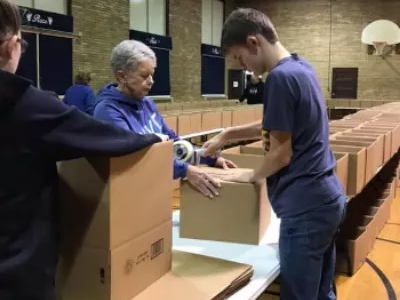Backing boxes at the First Presbyterian Church of Danville, Illinois